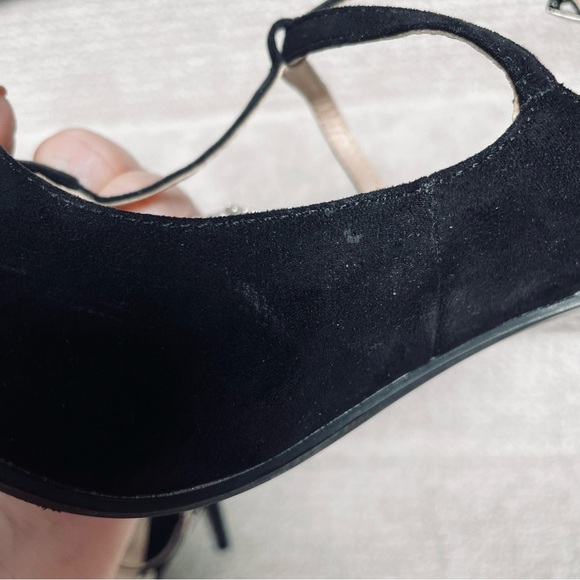 Zara Basic Black Suede Strappy Silver Hardware 4" Stiletto Heels Sexy Evening - Picture 14 of 16